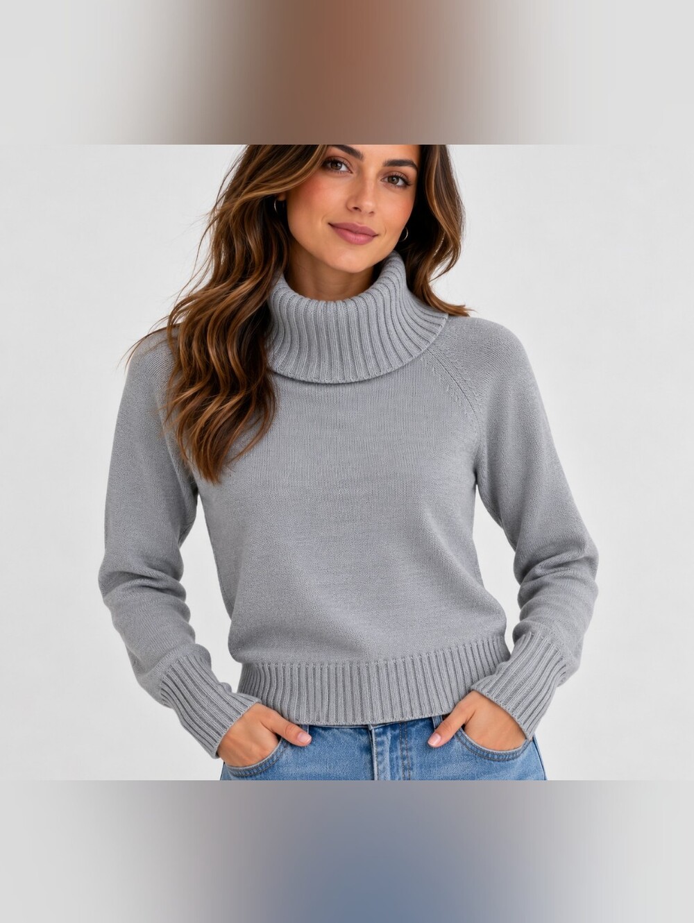 Nautica Women's Gray Turtleneck Sweater Size S 100% Cotton Ribbed Knit
